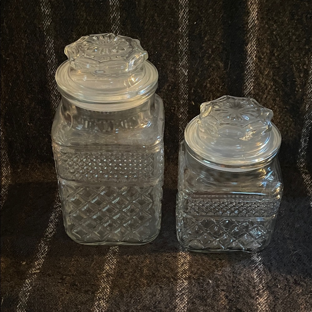 Vintage 1960s Anchor Hocking Wexford Glass Canisters